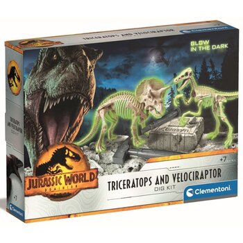 Clementoni Jurassic World - Triceratops & Velociraptor - Opgraaf set