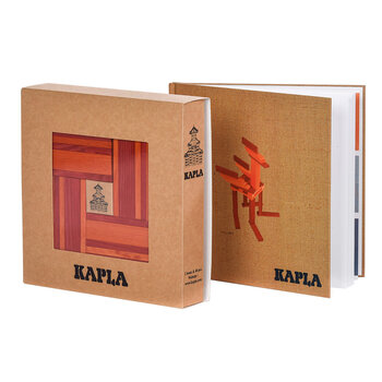 KAPLA Doos - 40 Plankjes (rood/oranje) + Voorbeeldboek 22