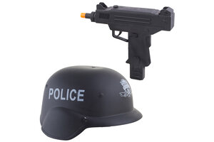 Politieset (helm + pistool) kind