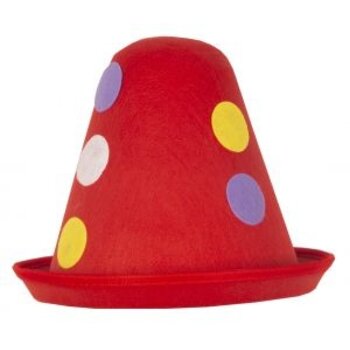 Hoed Clown - rood met spots