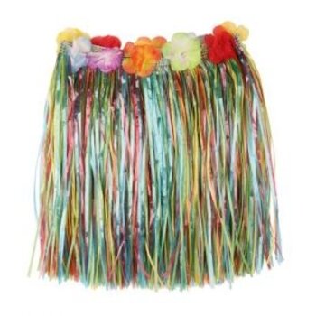 Raffia rok multi + bloemen 40cm