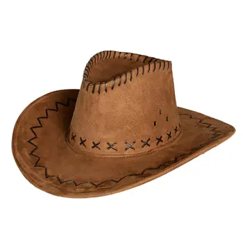 Hoed Cowboy Elroy - bruin (leatherlook)