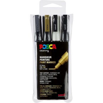 Posca Posca Paint Marker op waterbasis (1,5mm) - 4stuks (metallic kleuren)