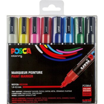 Posca Posca Paint Marker op waterbasis (2,5mm) - 8stuks (standaard kleuren)