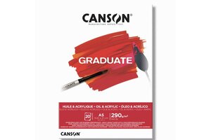 Canson Tekenblok Olie- & Acrylpapier Graduate A5 290gr/20vel - wit
