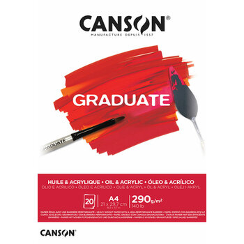 Canson Tekenblok Olie- & Acrylpapier Graduate A4 290gr/20vel - wit