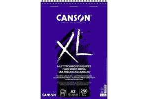 Canson XL - Tekenblok (spiraal) Fluid Mix Media A3 (297x420mm) 250gr/30vel