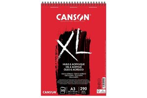 Canson XL - Tekenblok (spiraal) Olie- & Acrylpapier A3 290gr/30vel