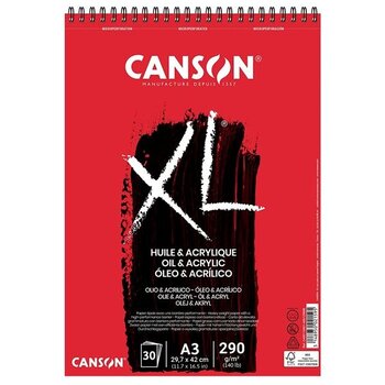 Canson XL - Tekenblok (spiraal) Olie- & Acrylpapier A3 290gr/30vel