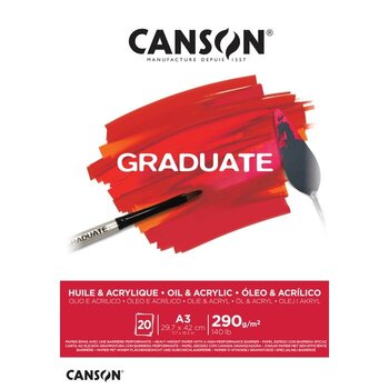 Canson Tekenblok Olie- & Acrylpapier Graduate A3 290gr/20vel - wit