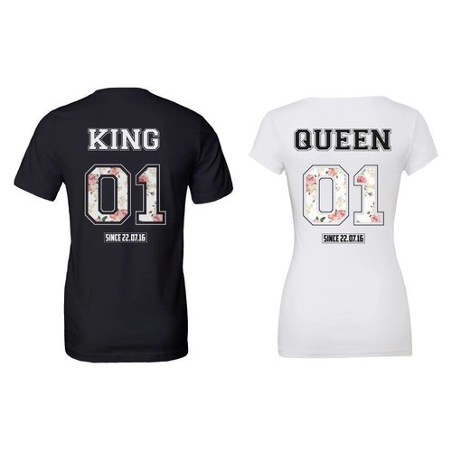 KING & QUEEN MET FLOWER PRINT T-SHIRTS KING & QUEEN MET FLOWER PRINT T-SHIRTS