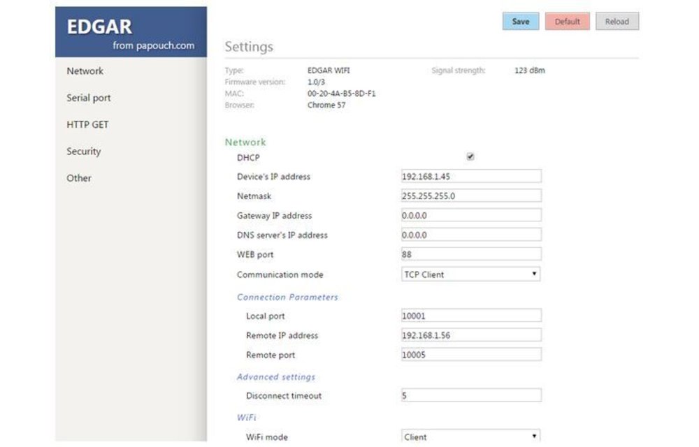 EDGAR POE Ethernet seriële apparaatserver