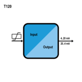 T120,  2 wire loop powered transmitter for Pt100 and Ni100 probes