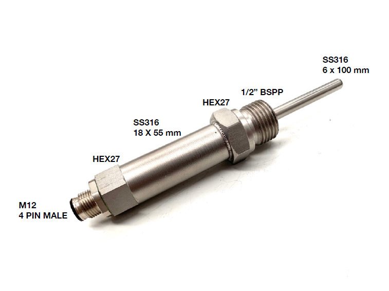 Pt100/4-20mA, Class A, G1/2, M12 Temperature Transmitter