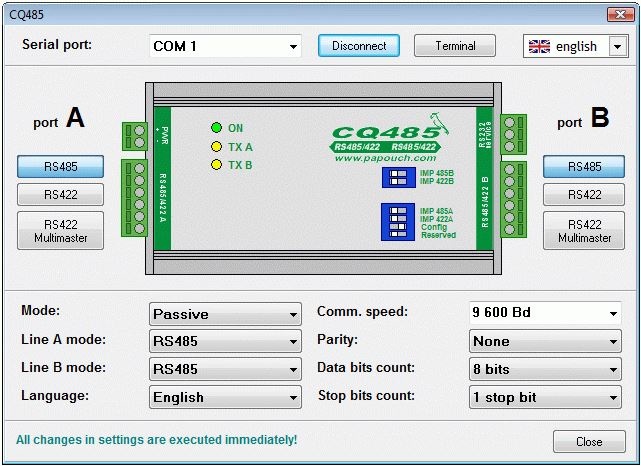 CQ485 - RS485 / 422 repeater en isolator