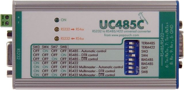 UC485C: RS232 to RS485 / RS422 line converter - D-SUB9