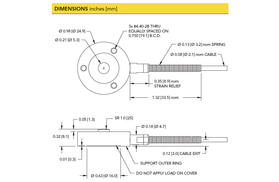 LLB350 Miniature Load Button with Threaded/Tapped Holes
