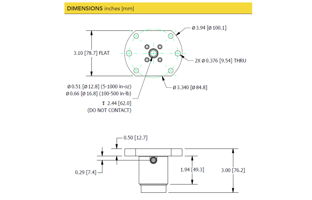 TDF400 Flange-to-Square-Drive Torque Sensor
