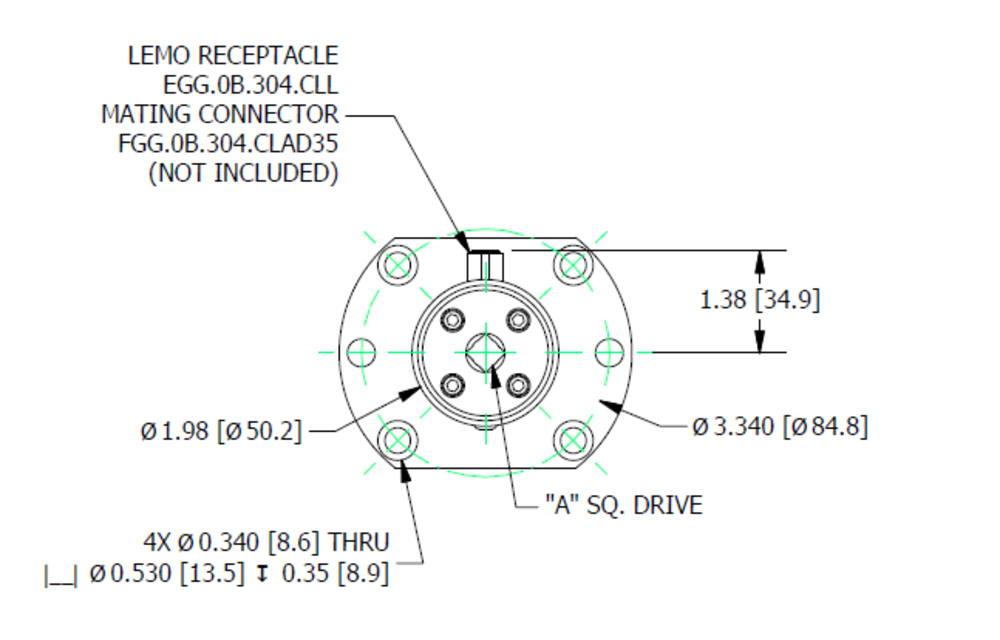 TDF400 Flange-to-Square-Drive Torque Sensor