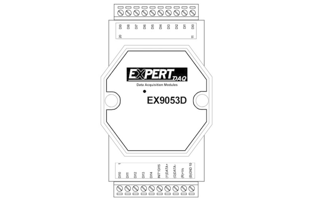 EX9053D - RS485 16 digital input module with status LED