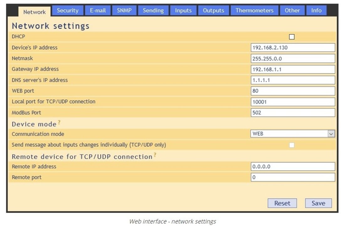 QUIDO_ETH_4/4 with 4 inputs, 4 outputs and thermometer