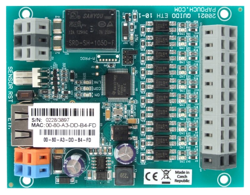Quido ETH 10/1 with 10 inputs, 1 output and thermometer