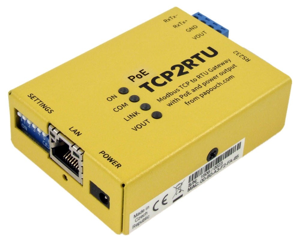 TCP2RTU-POE,  MODBUS TCP naar RTU / ASCII-converter with PoE-power supply