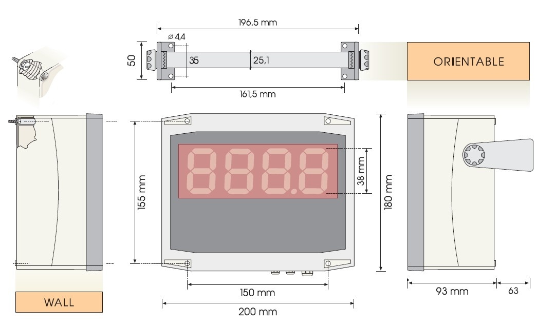 Large Display for PT100, NTC, PTC, 0-10V, 4-20mA + Analog Output + Alarm Relais