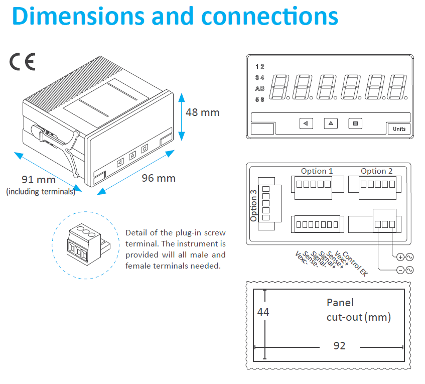 M60-LC-L Panel Meter for Load cells with 24VDC Power supply