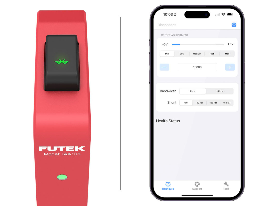 IAA105 - Bluetooth & USB configureerbare loadcell versterker met ±10V uitgang