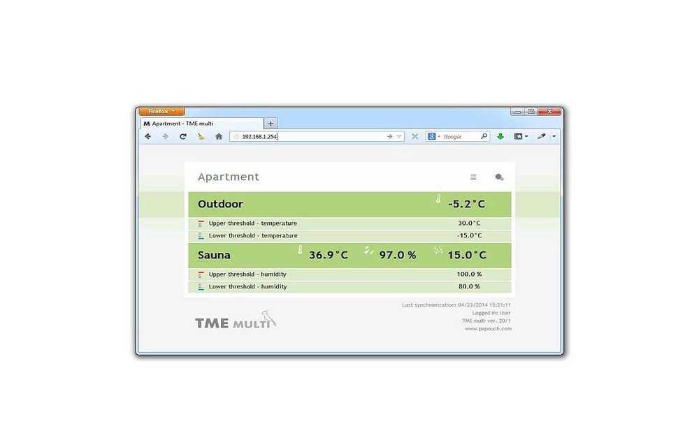 TME Multi, temperatuur en vochtigheid via Ethernet