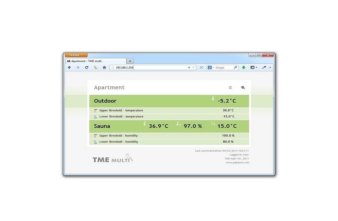 TME Multi, temperatuur en vochtigheid via Ethernet