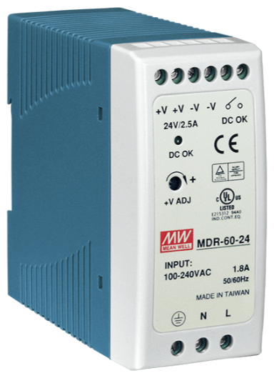 Mean Well - MDR-60-24,  DIN-rail Power Supply 24VDC - 2,5A