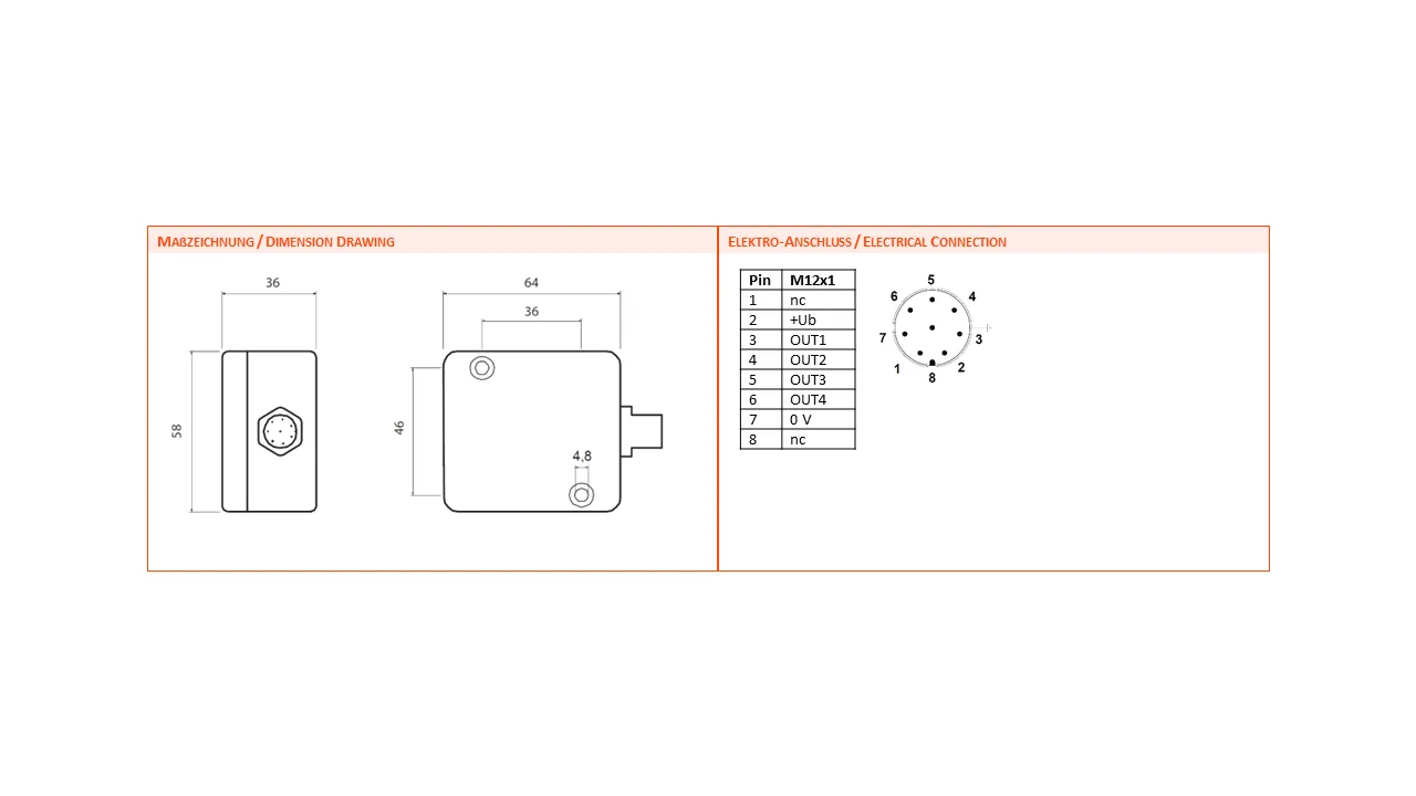 DNS Inclinatieschakelaar, bereik  ±10°, ±45°, ±85°