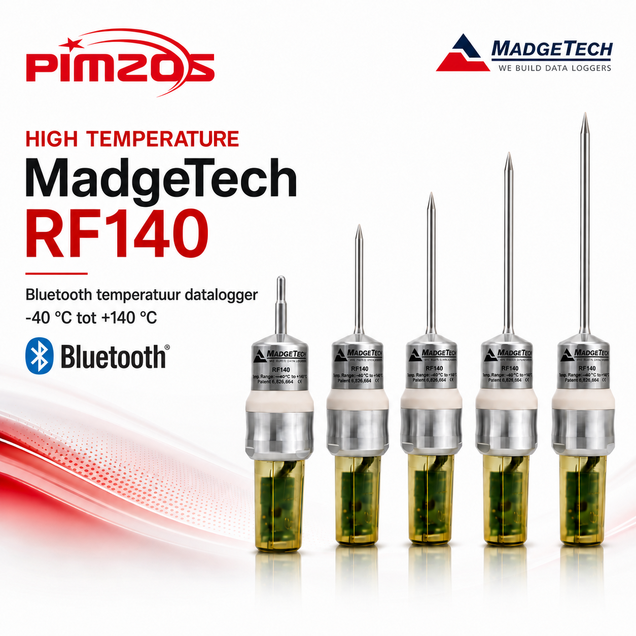 RF140 draadloze datalogger voor hoge temperaturen met Bluetooth