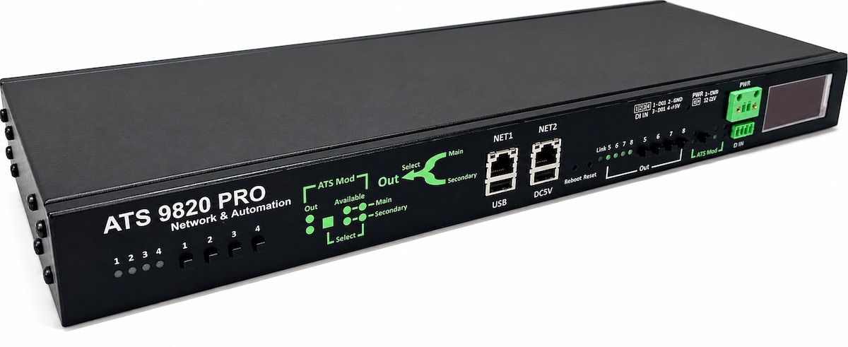 Aviosys ATS 9820 PRO-S – 8-Port Automatic Transfer Switch - Remote PDU