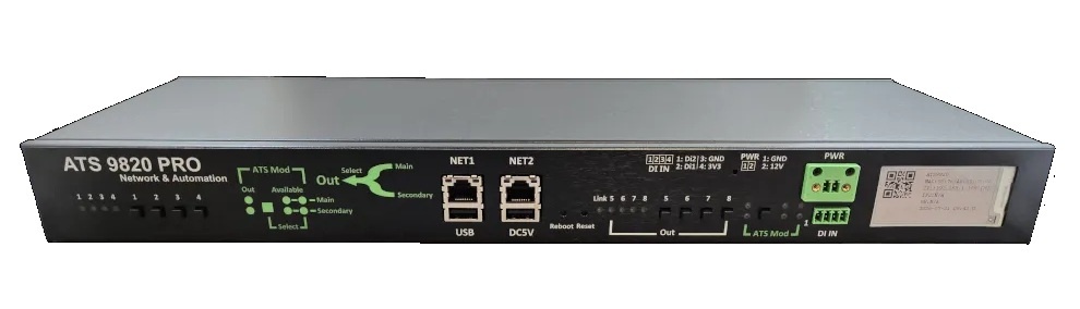 Aviosys ATS 9820 PRO-S – 8-Port Automatic Transfer Switch - Remote PDU