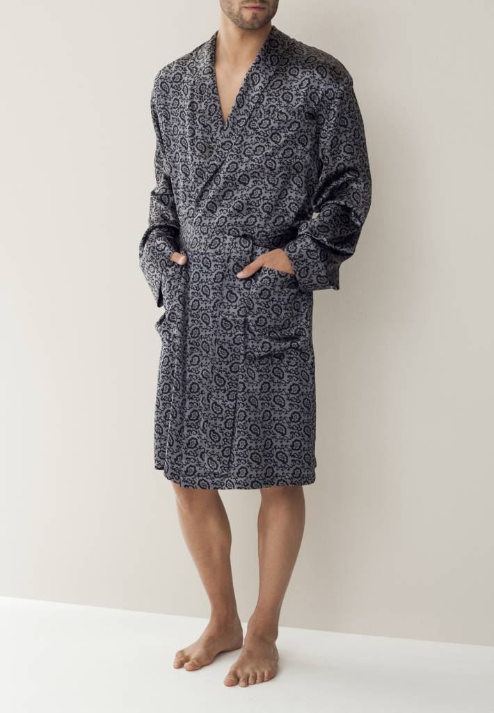 British Made Long Satin Wrap Dressing Gown With Lace Trim — Sandras-Online