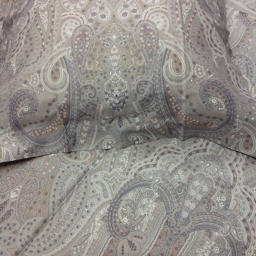 Piet Nollet Tissu au mètre Kami, pour linge de lit, linge de rideau, linge de table ou linge de décoration, 100% coton (dessin cachemire) dessin (coton égyptien 300 fils au pouce carré)