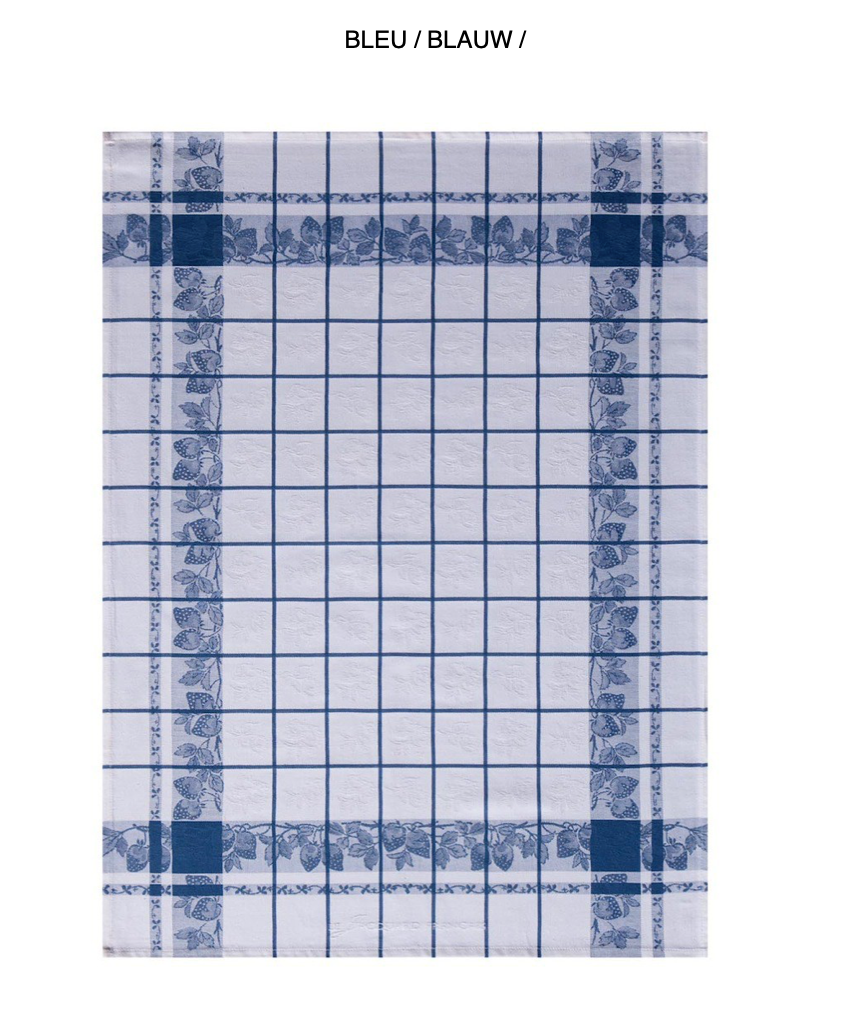 Le jacquard francais Keukenhanddoek aardbeien  60/80  (  Per 4  stuks ) 100 % katoen )