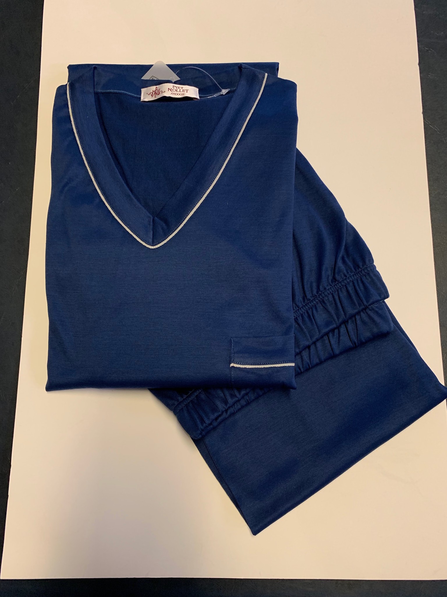 Piet Nollet Pyjama Lang ( Jersey fil d'ecosse ) V - model  (1 x R.)( 100 % katoen )