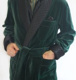 Piet Nollet Short dressing gown (Short jacket): in cotton velvet with contrasting 100% satin silk quilted lining and belt.