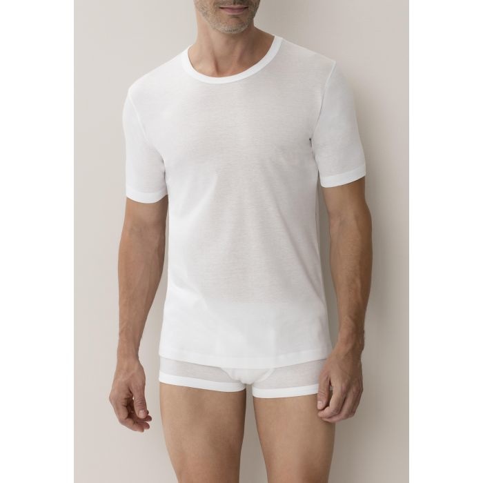 Zimmerli BUSINESS CLASS T-SHIRT Short sleeve (low round neck) / 100% cotton, mercerized yarn, FINE RIB -