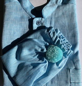 Piet Nollet Nachthemd met slaapmuts voor mannen   ( 100 % linnen ) met zakje