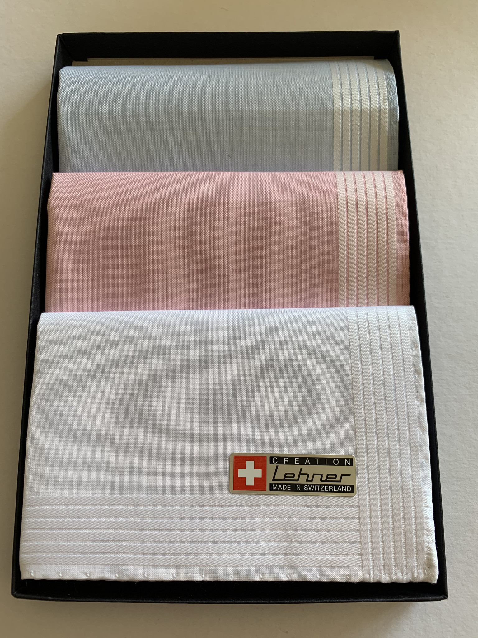 Lehner Handkerchiefs for ladies: 30/30 cm (per 3 pieces) Hand-rolled