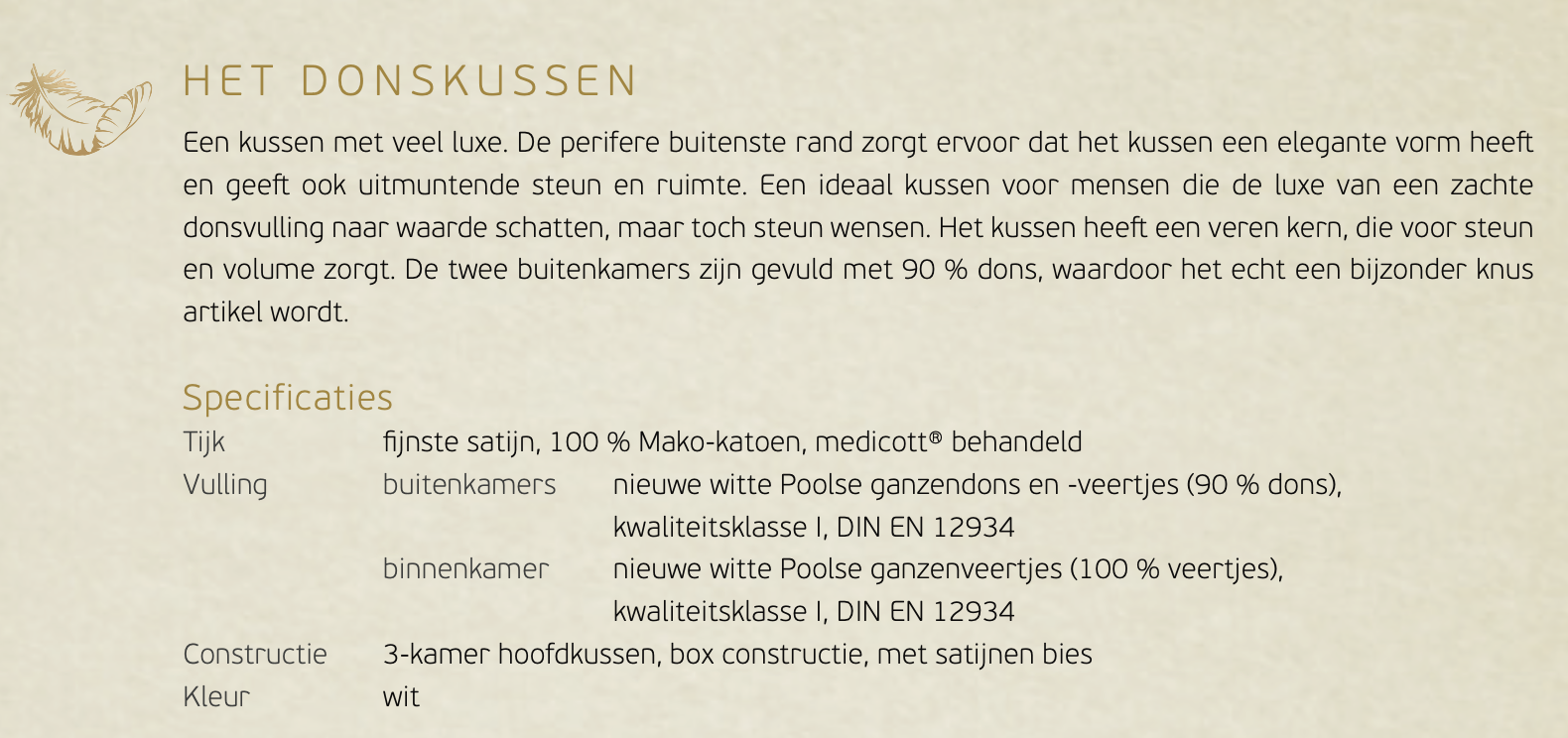Brinkhaus Box - Pillow : DOWN AROUND ( New white goose down and feathers )