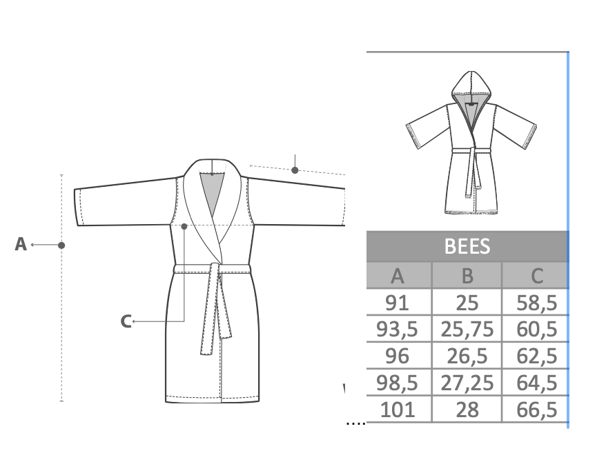 Abyss BEES bathrobe : 100% Egyptian Giza cotton - Extra long threads / 350 g/m² (with hood )