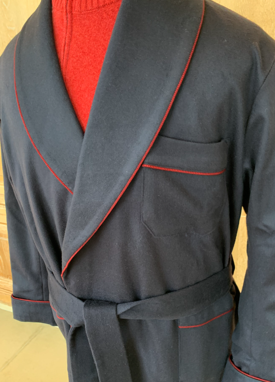 Piet Nollet MEN'S DRESSING GOWN in 10% CASHMERE - 90% WOOL and - inside: 100% doubled with Bemberg