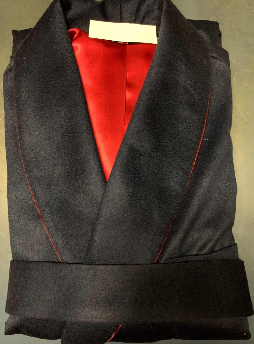 Piet Nollet DRESSING GOWN classic for MEN in 100% CASHMERE with PASSEPOIL and bemberg lining