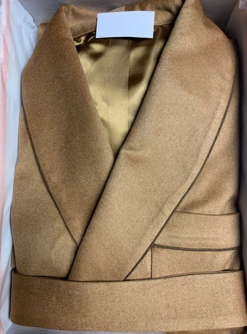 Piet Nollet DRESSING GOWN classic for MEN in 100% CASHMERE with PASSEPOIL and bemberg lining